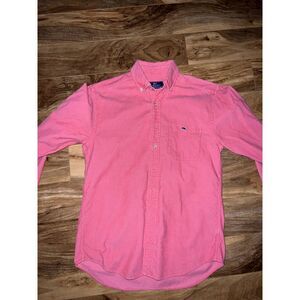 Mens small corduroy pink vineyard vines button up used